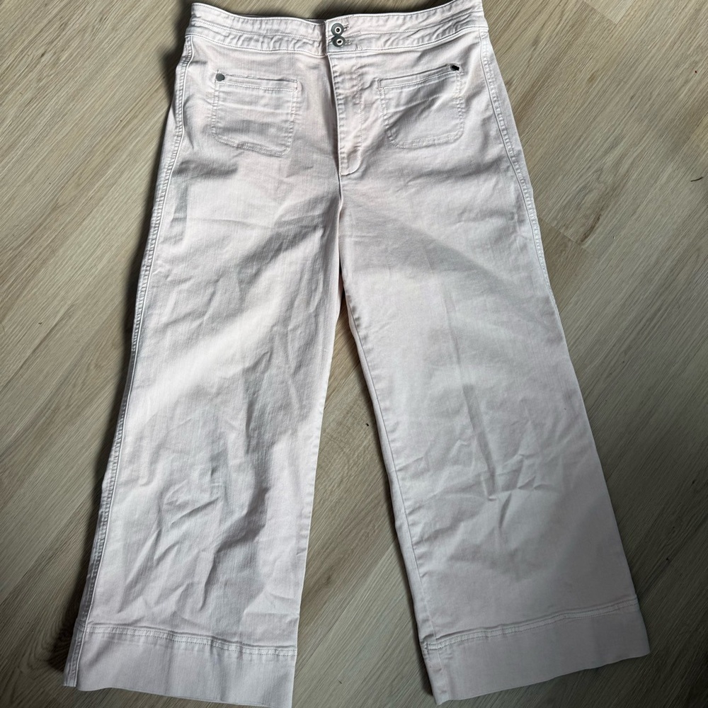 Anthropologie Maeve Wide Leg Denim Pants Rose Pink Sz 32